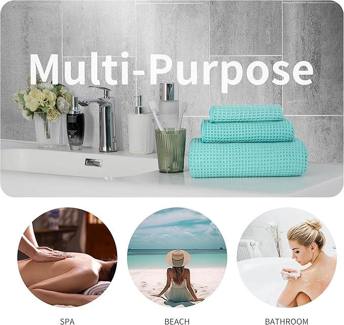 MICROFI Microfiber Waffle Bath Towels, 3 Pieces, Fast Drying, Lint Free - Image 5