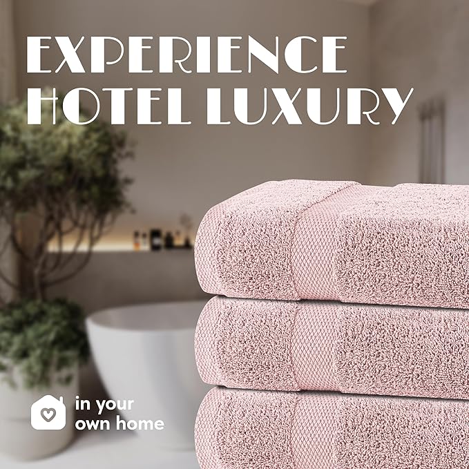 White Classic Pink Bath Towels 27x54 Inch, Cotton Towel Set - Image 7
