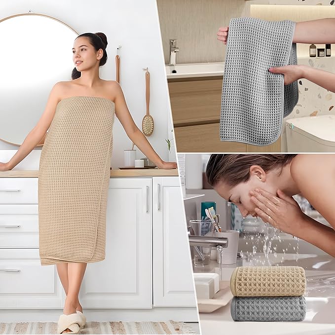 POLYTE 430 GSM Microfiber Quick Dry Lint Free Oversize Bath Towel Set, 6 Piece - Image 5