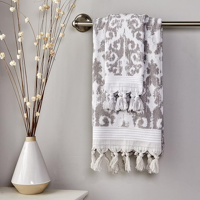 SKL Home Mirage Fringe 100% Turkish Cotton Bath Towel, Taupe 54.00" x 28.00" - Image 6