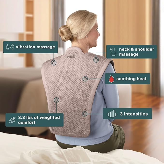 Homedics Vibration Heated Shoulder Massager Wrap, Comfort Pro Elite, Soft Fabric - Image 3