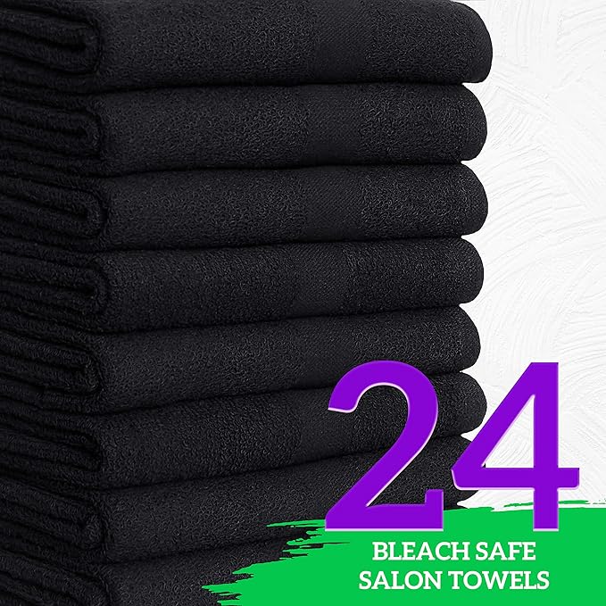 GREEN LIFESTYLE Black Bleach Proof Towels Bulk Sets 100% Cotton 16' X 25' - Image 2