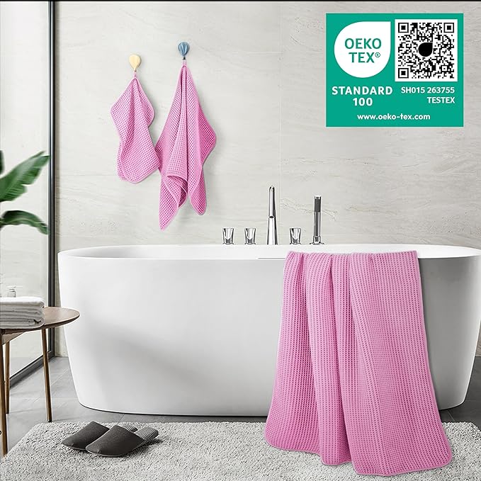 POLYTE 430 GSM Microfiber Quick Dry Lint Free Oversize Bath Towel Set, 6 Piece - Image 3
