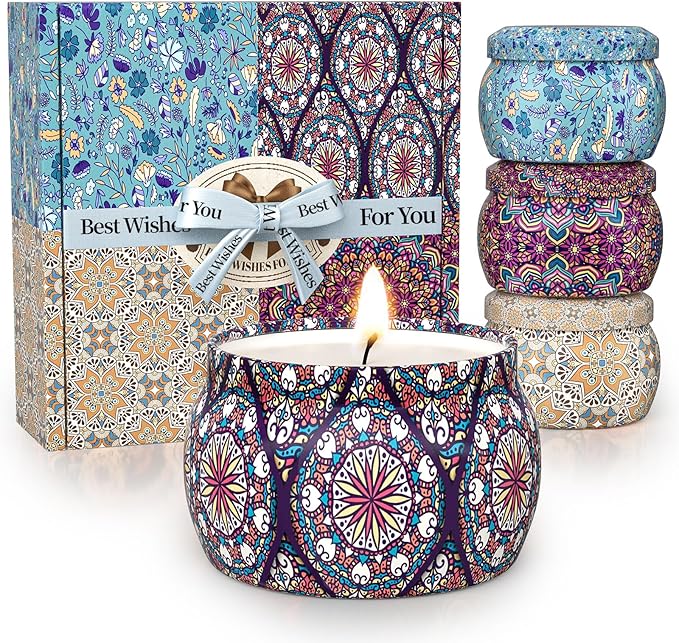 TranquilBliss Scented Candle Set, 4 Pack Soy Wax Candles, 120H Burn Time by Unknown