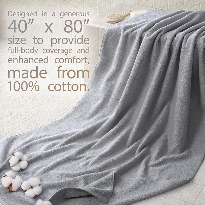 Cotton Paradise 100% Cotton 40x80 Oversized Bath Sheet, Extra Large Turkish - Image 2