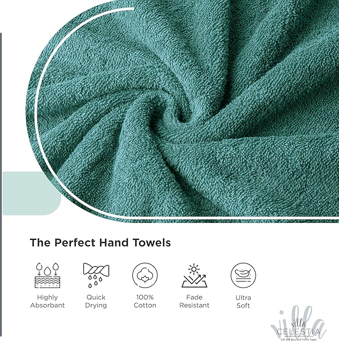 100% Cotton Hand Towel Set of 2, Sustainable, Highly Absorbent, Quick Drying - Image 3