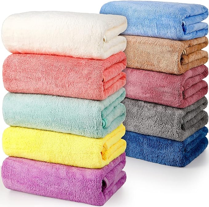 Mixweer 10 Pieces Bath Towel Set, Microfiber Coral Velvet Highly Absorbent by Mixweer