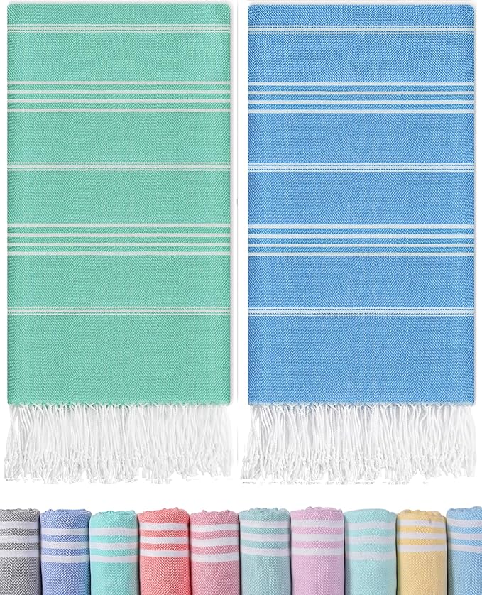 Antfuny 2 Packs Turkish Beach Towels Pool Towel Beach Mat Sauna Blanket Fast by ANTFUNYgivesmorechoices