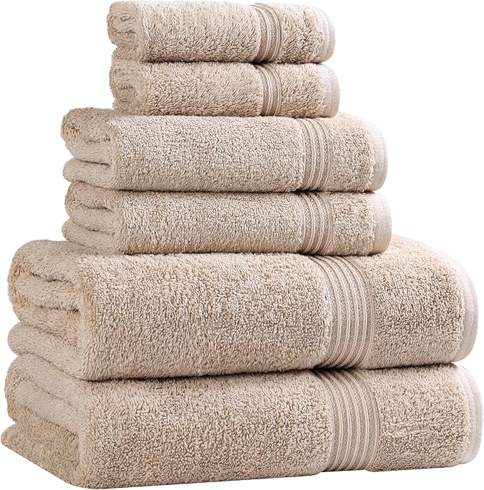 Superior Egyptian Cotton 6-Piece Towel Set, Bathroom Essentials, Towels by SUPERIOR