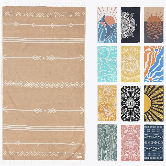 FESHKA Sand Proof Turkish Beach Towel – Oversized, Quick Dry & Lightweight by FESHKA