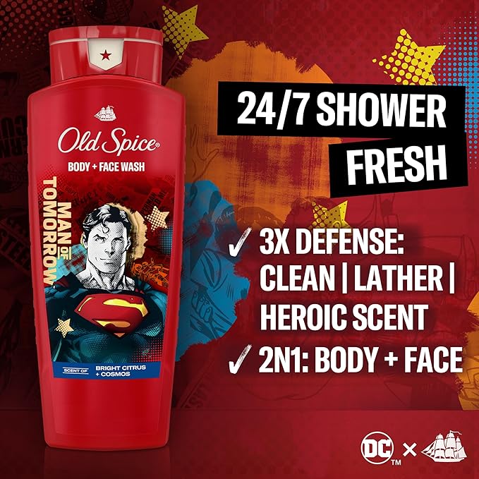 Old Spice Body Wash for Men, Superman: Man of Tomorrow, 3X Defense, 24/7 Shower - Image 2