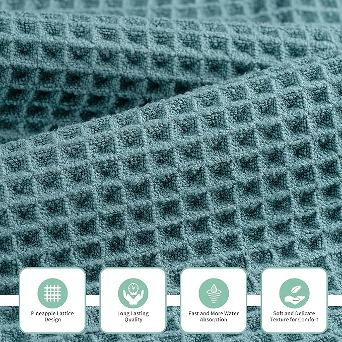 MICROFI New Microfiber Waffle Bath Towels, 3 Pieces, Fast Drying, Lint Free - Image 2