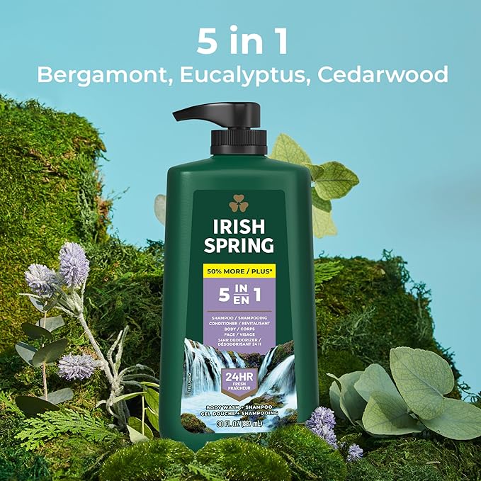 Irish Spring 5 in 1 Body Wash for Men | 24 Hour Freshness | For Body Face Hair - Image 5