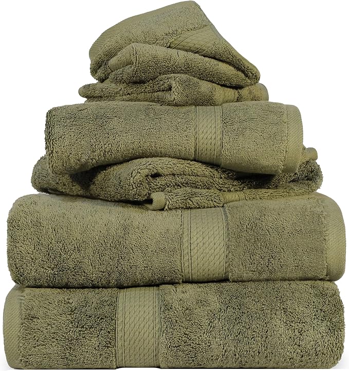 Superior Egyptian Cotton Pile 6 Piece Towel Set, Includes 2 Bath, 2 Hand by SUPERIOR