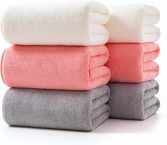 Lumimi Towels 6 Piece Multicolour Soft Microfiber Bath Towel Set Incredibly by Lumimi