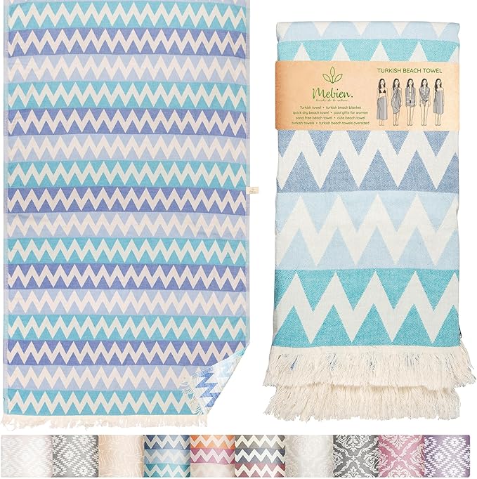 Premium Turkish Beach Towel – 100% Cotton, Quick Dry, Sand Free, Oversized by MEBIENTOUCHEDELANATURE