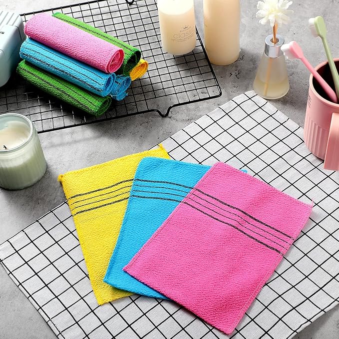 Tatuo 12 Pieces Korean Exfoliating Mitt Glove Italy Towel Body Skin Scrubber - Image 7