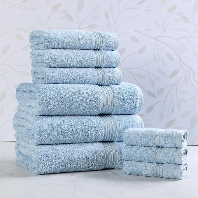 Superior Egyptian Cotton 9-Piece Towel Set, Guest Bath Decor Essentials by SUPERIOR