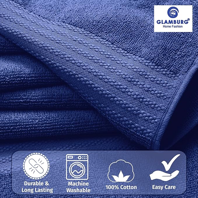 GLAMBURG Premium Cotton Oversized 2 Pack Bath Sheet 35x70-100% Pure Cotton - Image 2
