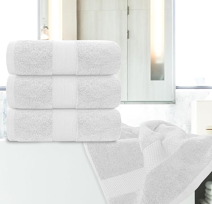 White Classic Luxury Bath Towels Set of 4 Large - Image 6