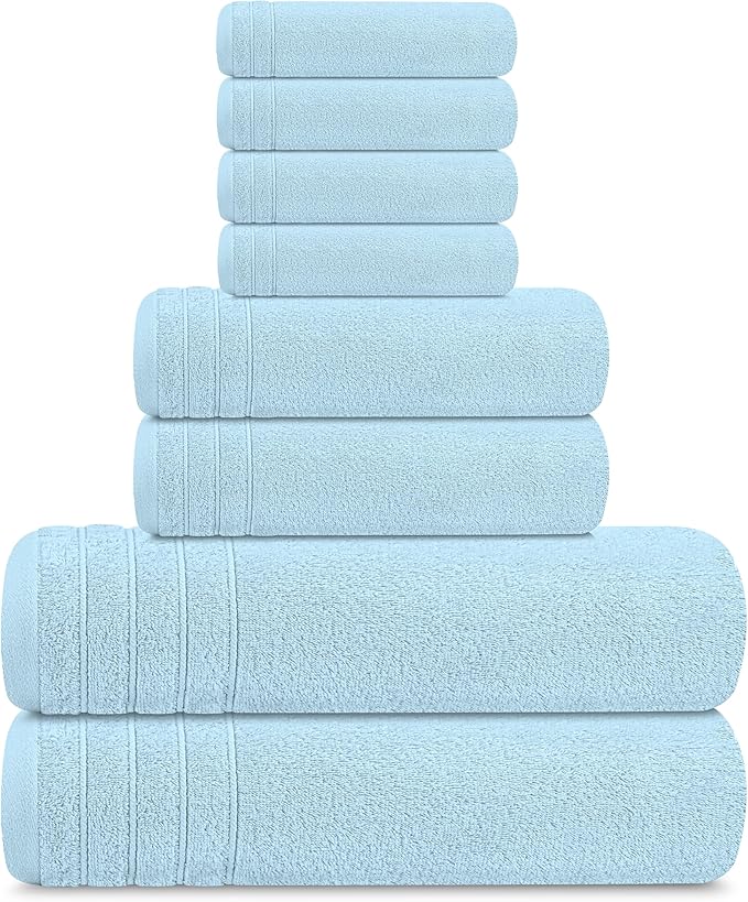 Tens Towels Pack of 8 Towels Set, 2 Extra Large Bath, 2 Hand, 4 Washcloths - Image 9