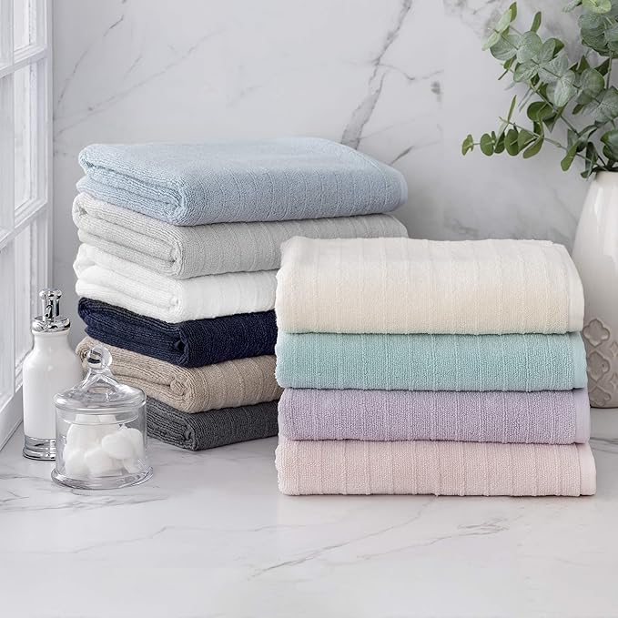 Welhome James 100% Cotton Textured Stripe Towel Set - Image 6
