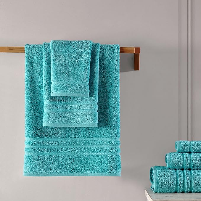 Hawmam Linen Teal Turquoise 6 Piece Bath Towels Set - Image 4
