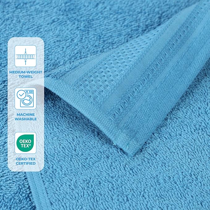 Superior Honeycomb 100% Cotton 500 GSM 12 Piece Bath Towel Set, 6 Washcloths - Image 3