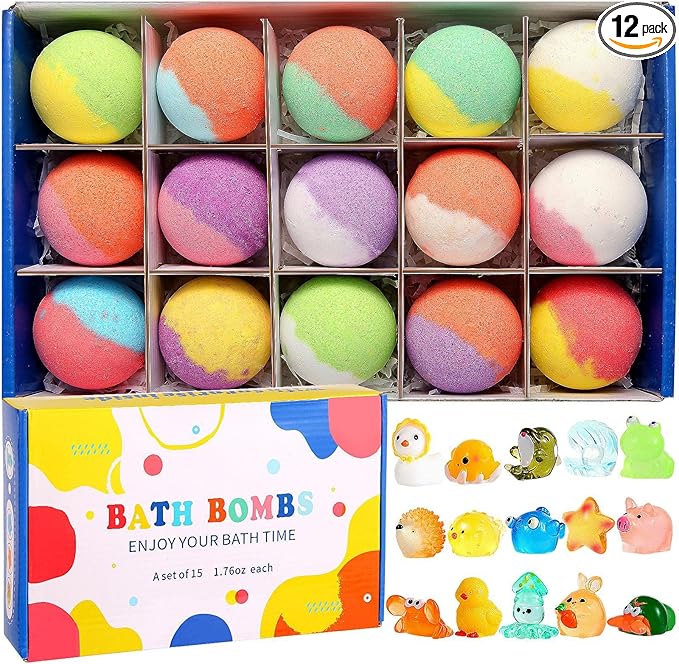 12-Piece Bath Bomb Gift Set for Kids, Bath Bombs for Kids by WEERSHUN