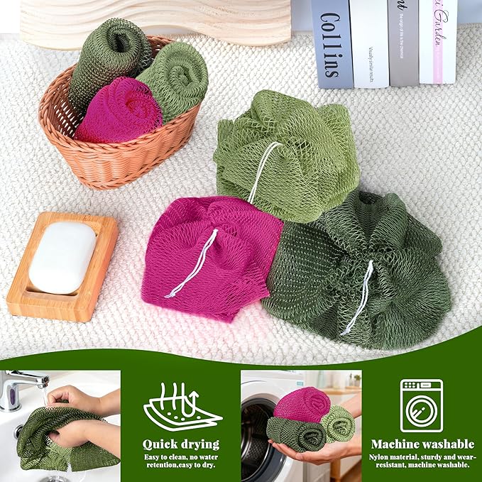 African Net Sponge Authentic, 3 Pieces Exfoliating Scrubber Bath Sponge - Image 5