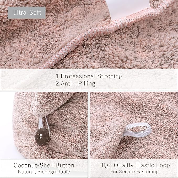 myHomeBody Hair Towel Wrap, Luxury Quick Drying Turban, Ultra Soft Absorbent - Image 5