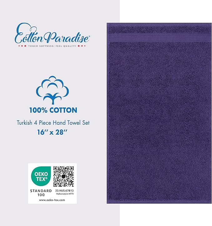 Cotton Paradise Hand Towels for Bathroom, 100% Cotton Turkish 4 Piece Hand - Image 4