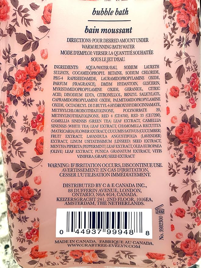 Crabtree & Evelyn Rosewater Bubble Bath Shower Gel 21.9 oz - Image 2
