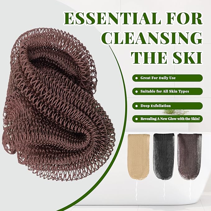 African Net Sponge Authentic, 3 Pieces Exfoliating Scrubber Bath Sponge - Image 4