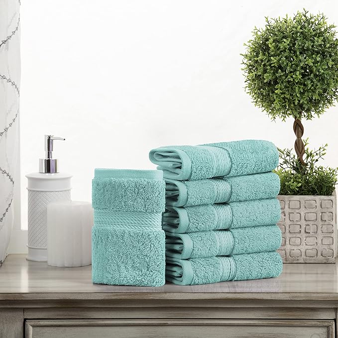 SUPERIOR Egyptian Cotton Pile Face Towel/Washcloth Set of 6, Ultra Soft Luxury - Image 2