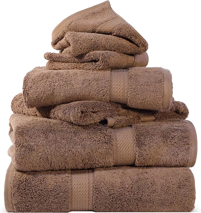 SUPERIOR Egyptian Cotton Pile 6 Piece Towel Set, Includes 2 Bath, 2 Hand by SUPERIOR