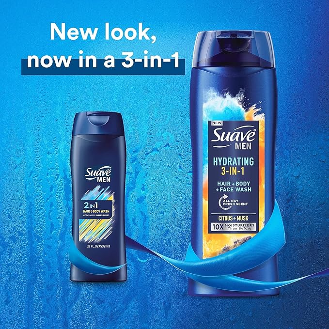 Suave Men Moisturizing Body, Face and Hair Wash, 3-in-1 - Image 3