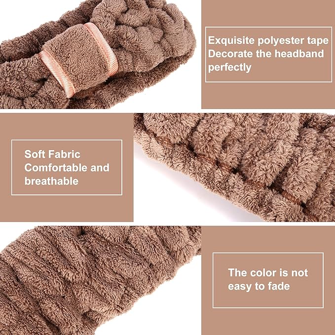 DOOBO 6pcs Microfiber Hairband, Fluffy Face Wash Headbands - Image 2