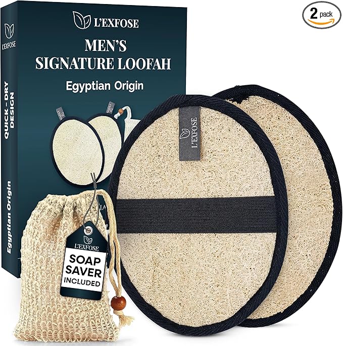 L'Exfose Mens Loofah – Natural Egyptian Fiber Loofah by LEXFOSE