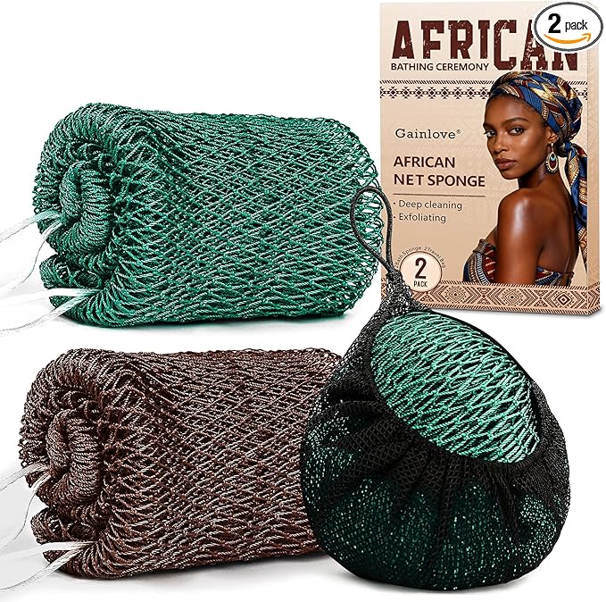 2 Pack African Net Sponge Exfoliating Body Scrubber Bath Sponge by Unknown