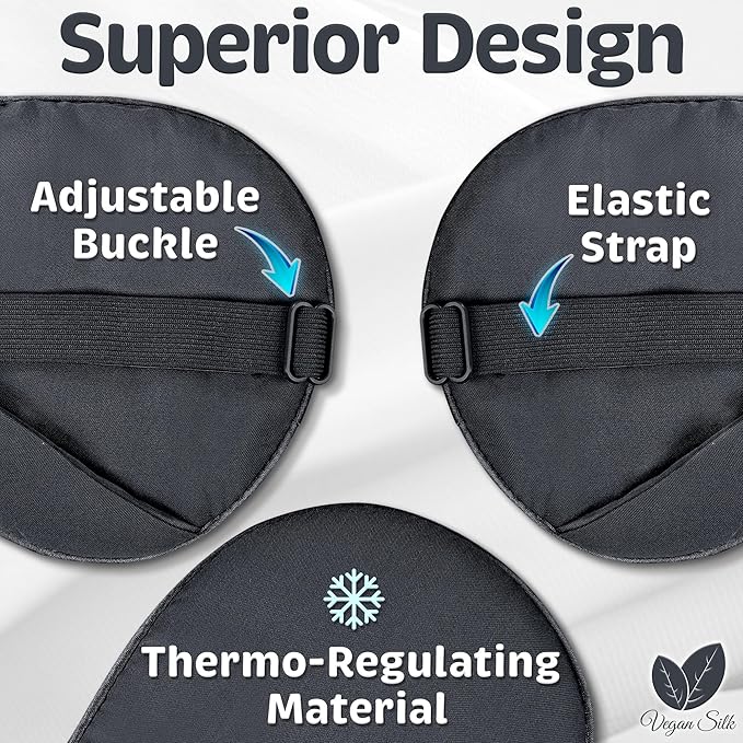 Sleep Mask - Black, 100% Tencel Derived from Natural Wood Pulp - Lightweight - Image 5