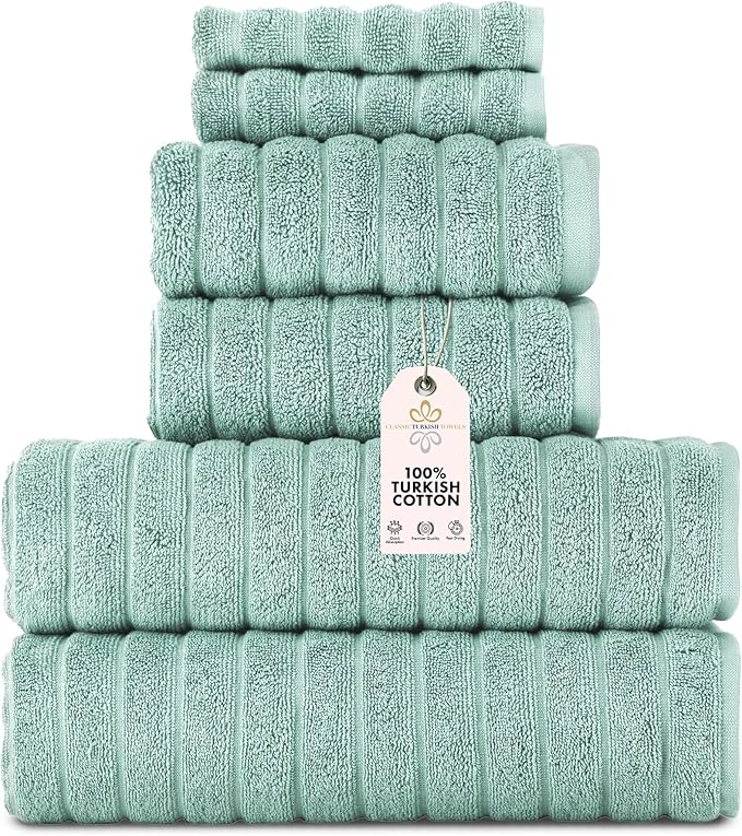 Classic Turkish Towels CTT Luxury 6 Piece Towel Set, 100% Turkish Cotton by ClassicTurkishTowels