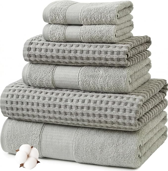 Modern Threads 6 Piece Cotton Bath Towel Set – Ultra Soft 600 GSM Towels – by ModernThreads