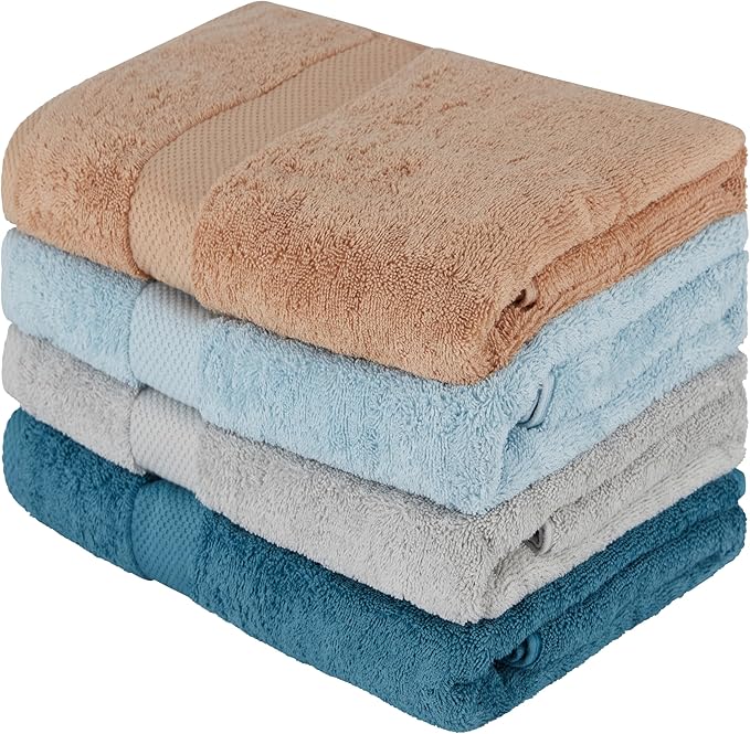 BolBom Towels 4 Pack Medium Bath Towel Set, 27“X54” Inches, 500 GSM 100% Ring - Image 8
