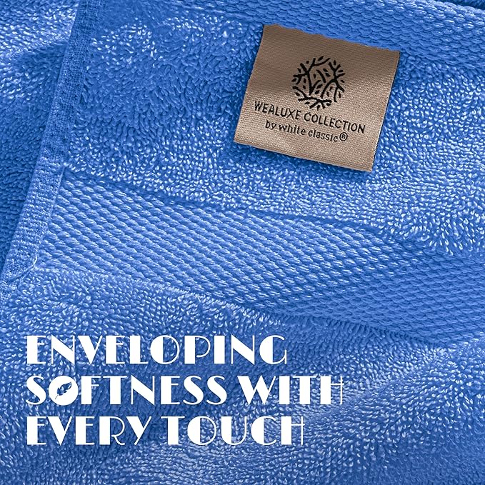 White Classic Light Blue Hand Towels - Image 3