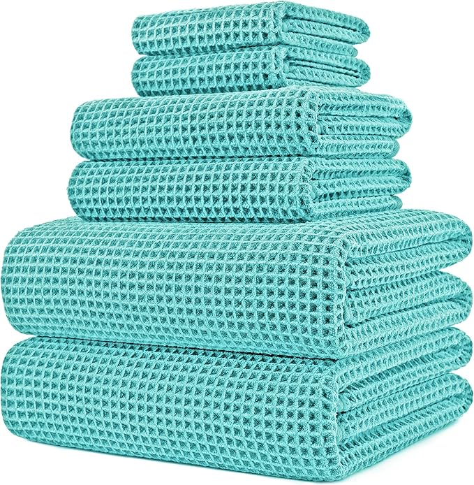 POLYTE 430 GSM Microfiber Quick Dry Lint Free Oversize Bath Towel Set, 6 Piece by Polyte