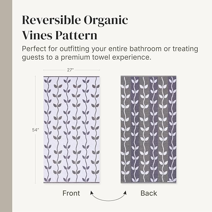 Modern Threads Natural Vine 6-Piece 100% Cotton Towel Set – Yarn Dyed Jacquard - Image 6
