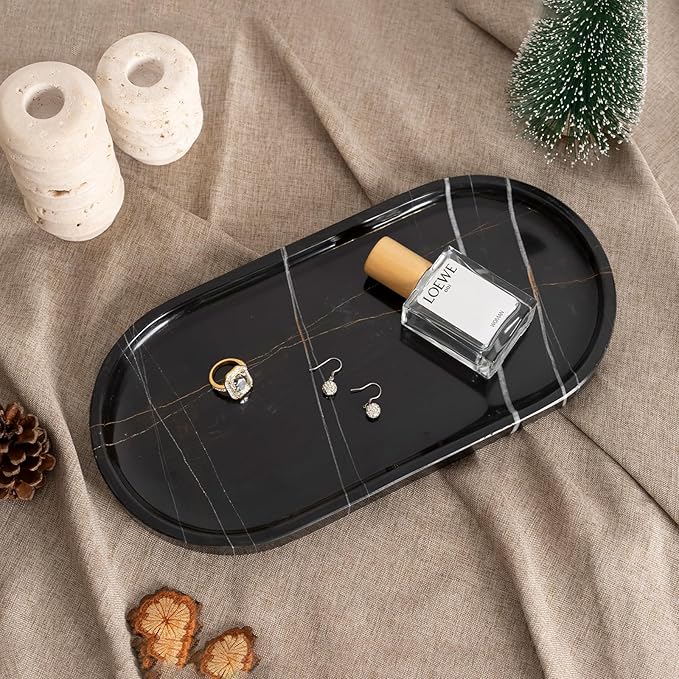 Koville Natural Black Marble Tray, Catchall - Image 2