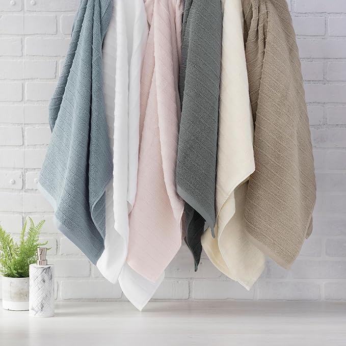 Welhome James 100% Cotton Textured Stripe Towel Set - Image 7
