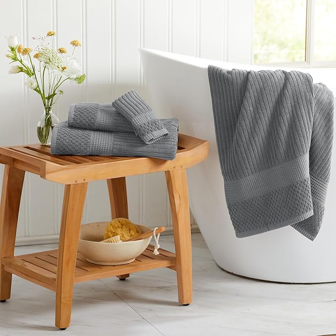 Springtree Home 100% Cotton Bath Towel Set 6 Piece Set | Super Soft & Absorbent - Image 6